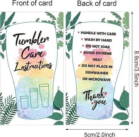 200 Pieces Tumbler Care Instructions Cards 3.5 x 2 Inch Packaging Customer Direction Card for Tumbler, Cup, Mug Small Business Online Shop Owner in Saudi Arabia