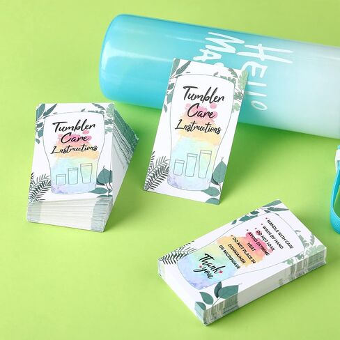200 Pieces Tumbler Care Instructions Cards 3.5 x 2 Inch Packaging Customer Direction Card for Tumbler, Cup, Mug Small Business Online Shop Owner in Saudi Arabia