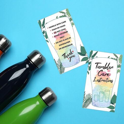 200 Pieces Tumbler Care Instructions Cards 3.5 x 2 Inch Packaging Customer Direction Card for Tumbler, Cup, Mug Small Business Online Shop Owner in Saudi Arabia