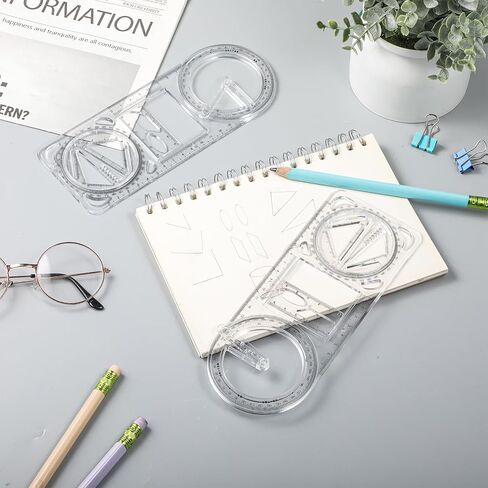Zonon 2 Pack 6 بوصة المنقلة ، حاكم الرسم متعدد الوظائف ، مجموعة هندسة الرياضيات القابلة للدوران ، المنقلة 360 درجة ، أدوات الصياغة ، مملوكة للدائرة الكبيرة (الترقية) in Saudi Arabia