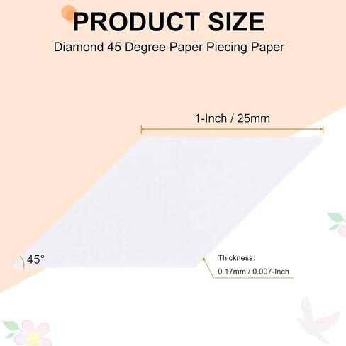 HARFINGTON 300 Count Diamond Paper Piecing Paper for Quilting, 1-Inch 45 Degree Rhombus English Paper Piecing Template, Foundation Paper Pieces Patchwork Supplies for Sewing DIY Craft in Saudi Arabia
