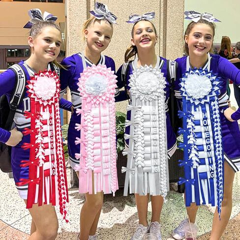 شملت مجموعة إمدادات أمي من Nuolan Homecoming Flower Homecoming Mum Flower و 5pcs Braid Ribbon ، عودة إلى School Classroom Homecoming Week Decorations DIY Craft Kit (White and Red) in Saudi Arabia