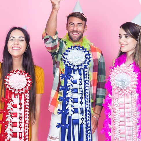 شملت مجموعة إمدادات أمي من Nuolan Homecoming Flower Homecoming Mum Flower و 5pcs Braid Ribbon ، عودة إلى School Classroom Homecoming Week Decorations DIY Craft Kit (White and Red) in Saudi Arabia
