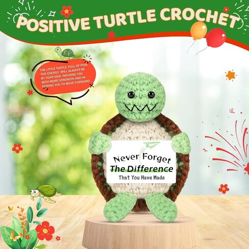 PinCute Positive Crochet Turtle Gifts for Women: Handmade Positive Crochet Animal Gifts for Birthday, Christmas, Thanksgiving, Retirement - to Appreciate Her, Him, Friends, Teachers and Coworkers in Kuwait