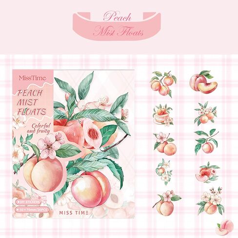 20pcs ملصقات فاكهة Washi للمجلة غير المرغوب فيها ، ephemera ، ملصق PET شفاف لـ Scrapbooking ، Bullet Journal ، Collage in Kuwait