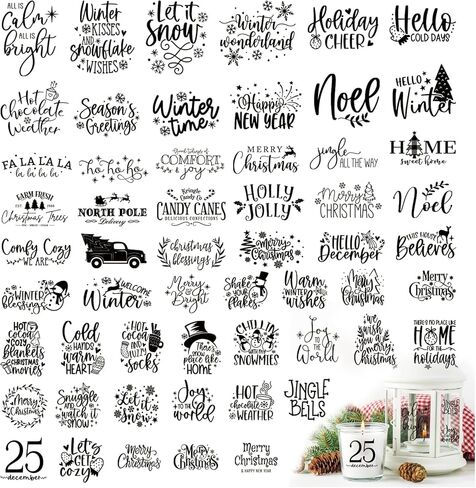 56pcs كلمات عيد الميلاد ملصقات فرك على نقل الحرف اليدوية الكريسم in Kuwait