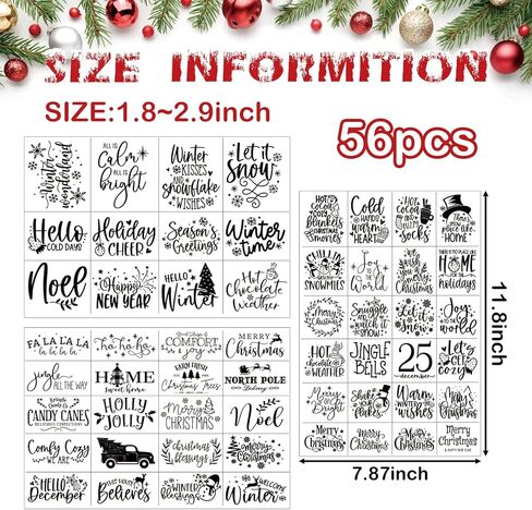56pcs كلمات عيد الميلاد ملصقات فرك على نقل الحرف اليدوية الكريسم in Kuwait