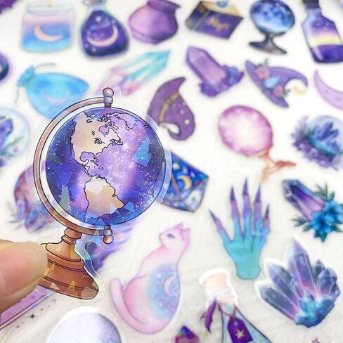 50 PCS Wotchcraft Witchcraft Clear Scrapbook Stickers - Dark Tealthetic Witchy Inphemera شارات في اليومية ، الكتب الإملائية ، المجلات الرصاصية ، grimoire ، الديكور القوطي ، لوازم الكولاج العتيقة الساحرة in Saudi Arabia