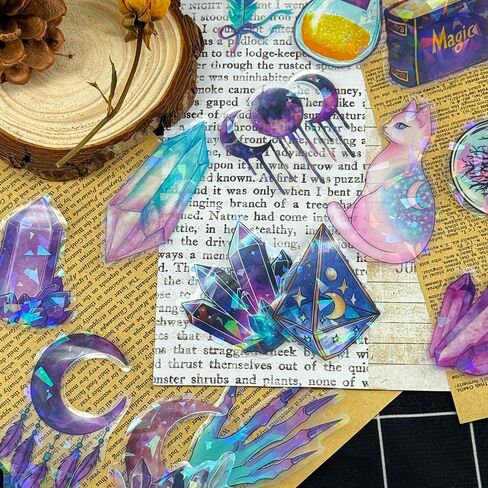 50 PCS Wotchcraft Witchcraft Clear Scrapbook Stickers - Dark Tealthetic Witchy Inphemera شارات في اليومية ، الكتب الإملائية ، المجلات الرصاصية ، grimoire ، الديكور القوطي ، لوازم الكولاج العتيقة الساحرة in Saudi Arabia