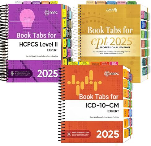 Index Tabs for AMA CPT Book, ICD-10 Code Book, HCPCS Level II Book, 3-Set Bundle 2025 Medical Coding Tabs,Color-Coded with Alignment Card&Page Sheet & Bookmark, Laminated Durable (Book Not Included) in Saudi Arabia