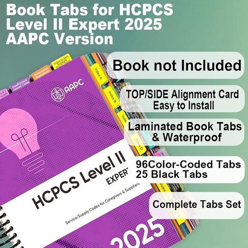Index Tabs for AMA CPT Book, ICD-10 Code Book, HCPCS Level II Book, 3-Set Bundle 2025 Medical Coding Tabs,Color-Coded with Alignment Card&Page Sheet & Bookmark, Laminated Durable (Book Not Included) in Saudi Arabia