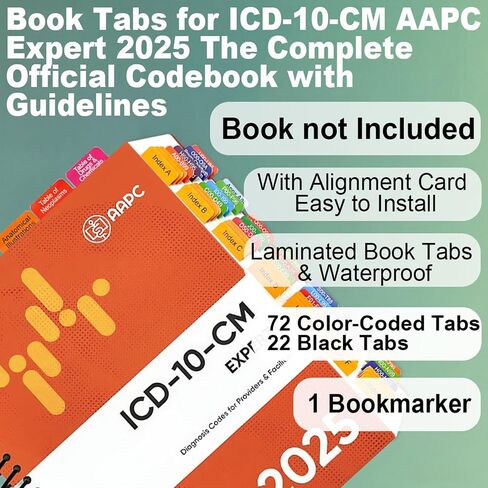 Index Tabs for AMA CPT Book, ICD-10 Code Book, HCPCS Level II Book, 3-Set Bundle 2025 Medical Coding Tabs,Color-Coded with Alignment Card&Page Sheet & Bookmark, Laminated Durable (Book Not Included) in Saudi Arabia