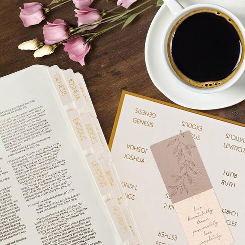 ZIEYOMI- Laminated Bible Tabs for Women and Men, Bible Study Journaling Supplies, Large Print Bible Book Index Tabs for Study Bible, Gold Foil Embossed Lettering Bible Stickers Dividers Tabs - Boho in Saudi Arabia