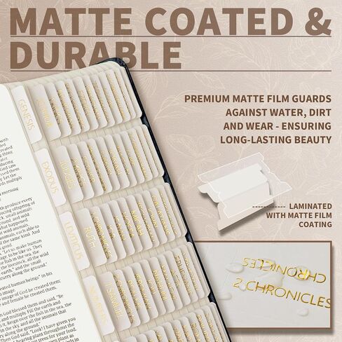 ZIEYOMI- Laminated Bible Tabs for Women and Men, Bible Study Journaling Supplies, Large Print Bible Book Index Tabs for Study Bible, Gold Foil Embossed Lettering Bible Stickers Dividers Tabs - Boho in Saudi Arabia