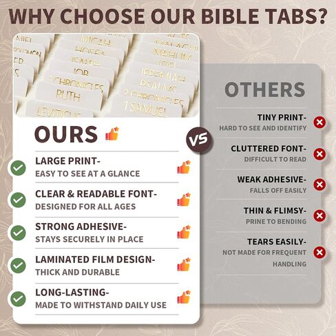 ZIEYOMI- Laminated Bible Tabs for Women and Men, Bible Study Journaling Supplies, Large Print Bible Book Index Tabs for Study Bible, Gold Foil Embossed Lettering Bible Stickers Dividers Tabs - Boho in Saudi Arabia