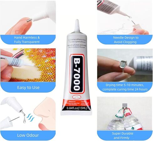 B-7000 Adhesive Multi-Function Glues,Super Glue Suitable for Phone Screen Repair,Wooden,Jewelery,1 Pack (15ML*2) in Saudi Arabia