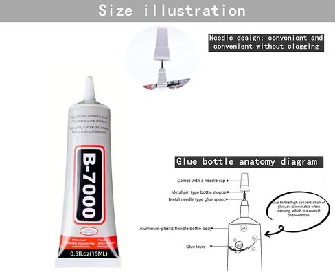 B-7000 Adhesive Multi-Function Glues,Super Glue Suitable for Phone Screen Repair,Wooden,Jewelery,1 Pack (15ML*2) in Saudi Arabia