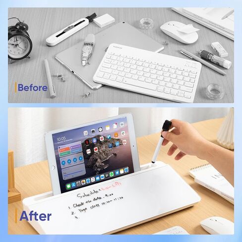VUSIGN Glass Desktop Whiteboard with Storage, Small Organizer Dry Erase Board Desk Board Buddy White Board, Desktop Computer Pad for Notetaking, Desk Whiteboard for Office, Home, School Supplies in Saudi Arabia