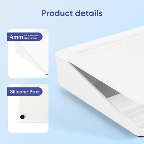 VUSIGN Glass Desktop Whiteboard with Storage, Small Organizer Dry Erase Board Desk Board Buddy White Board, Desktop Computer Pad for Notetaking, Desk Whiteboard for Office, Home, School Supplies in Saudi Arabia
