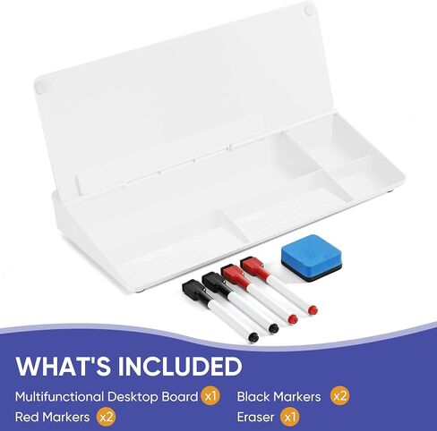 VUSIGN Glass Desktop Whiteboard with Storage, Small Organizer Dry Erase Board Desk Board Buddy White Board, Desktop Computer Pad for Notetaking, Desk Whiteboard for Office, Home, School Supplies in Saudi Arabia