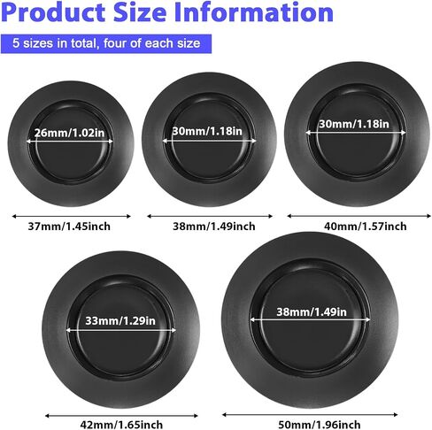 20 Pcs Piggy Bank Hole Plugs 5 Sizes Piggy Bank Stoppers Rubber Plugs Round Banks Stopper Cover Saving Box Plug for Coin Banks Saving Box (Black) in Saudi Arabia