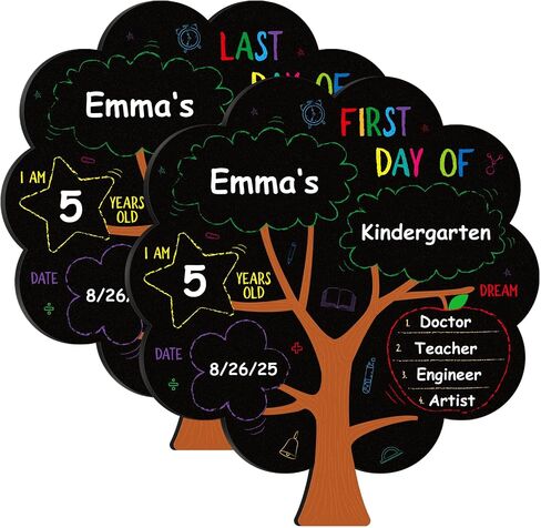 D4DREAM First Day of School Board - 14''x10.5'' Double-Sided Bus 1st First and Last Day of Preschool Pre-K Chalkboard Sign Reusable Back to School Sign Photo Prop Gift for Kids Son Daughter in Saudi Arabia