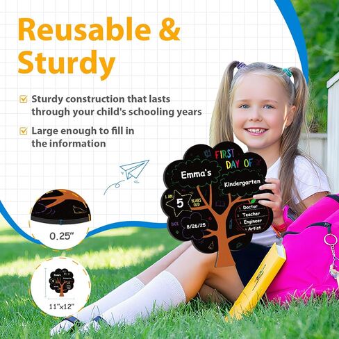 D4DREAM First Day of School Board - 14''x10.5'' Double-Sided Bus 1st First and Last Day of Preschool Pre-K Chalkboard Sign Reusable Back to School Sign Photo Prop Gift for Kids Son Daughter in Saudi Arabia