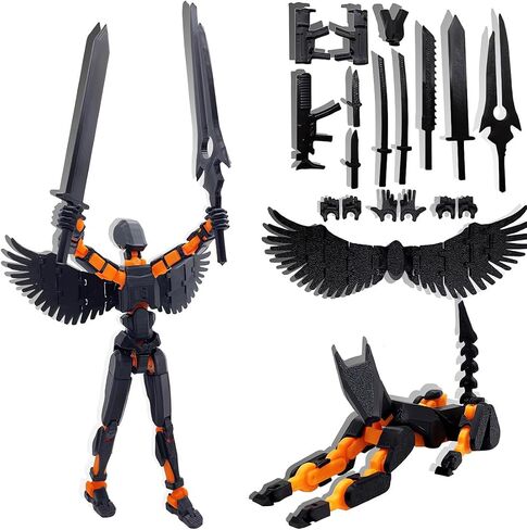 مجموعة أرقام الحركة T13 (Assembly) Dummy 13 Titan 13 Action Action Figure 3D المطبوعة Robo Multi-Cointed Action Figure مع التعبير الكامل (الشكل الأزرق الأسود + الكلب) in Saudi Arabia