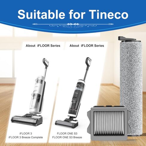 بكرات فرشاة بديلة من Floor One S5 ومرشحات HEPA متوافقة مع Tineco Floor ONE S5/Floor One S5 Pro تتضمن المكنسة الكهربائية الرطبة والجافة اللاسلكية 6 مرشحات و3 بكرات للفرشاة in Saudi Arabia