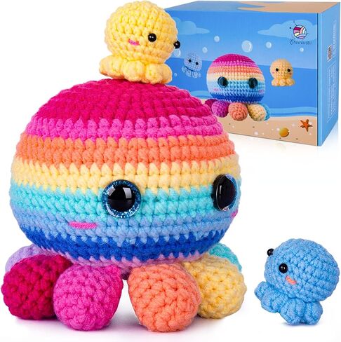 Crochet Kit for Beginners, Crochet Starter Kit w Step-by-Step Video Tutorials, Beginner Crochet Kit for Adults Kids Women Men Complete Kit Included (4 Mini Axolotls) in Saudi Arabia