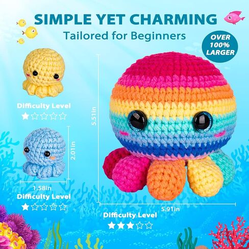 Crochet Kit for Beginners, Crochet Starter Kit w Step-by-Step Video Tutorials, Beginner Crochet Kit for Adults Kids Women Men Complete Kit Included (4 Mini Axolotls) in Saudi Arabia