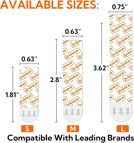 hookay Upgrade Large Refill Adhesive Strips for Indoor Wall Hooks, Damage-Free Hanging, No Tools Removable Adhesive Strips for Large Decor, Living Spaces & Bathroom, 20 White Strips in Saudi Arabia