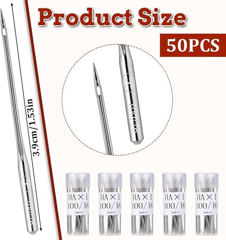 50 PCS 100/16 إبر آلة الخياطة الثقيلة ، إبرة الدنيم لآلة الخياطة ، إبر آلات الخياطة العالمية تطريز الإبرة العادية لخطوات الجينز الجلدية الأقمشة in Saudi Arabia