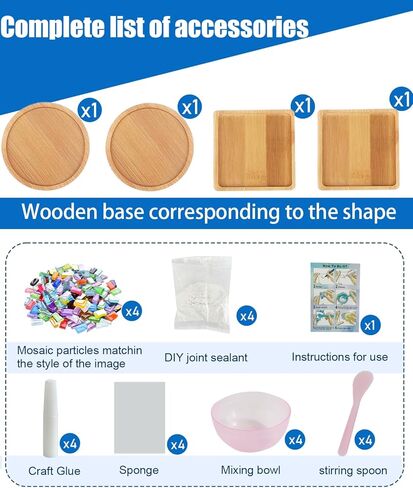 4 مجموعات مجموعات الفسيفساء DIY للبالغين مع الوقايات الخشبية ، والبلاط الفسيفساء ملونة من الفسيفساء ، والبلاط ، والبالغين ، مجموعة كاملة من مصنع توقيع الفسيفساء لهدايا ديكور المنزل (4 ، ألوان قوس قزح) in Kuwait
