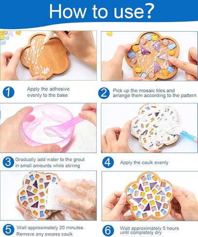 4 مجموعات مجموعات الفسيفساء DIY للبالغين مع الوقايات الخشبية ، والبلاط الفسيفساء ملونة من الفسيفساء ، والبلاط ، والبالغين ، مجموعة كاملة من مصنع توقيع الفسيفساء لهدايا ديكور المنزل (4 ، ألوان قوس قزح) in Kuwait