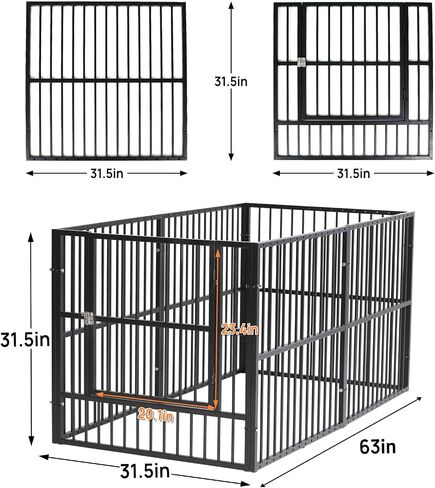 Playpen Dog - 32 "قلم الكلب ، قلم جرو شاق مع الباب ، آمن وقوي ، تجميع سهل للعب الأليف الداخلي/الخارجي للحيوانات الأليفة in Kuwait