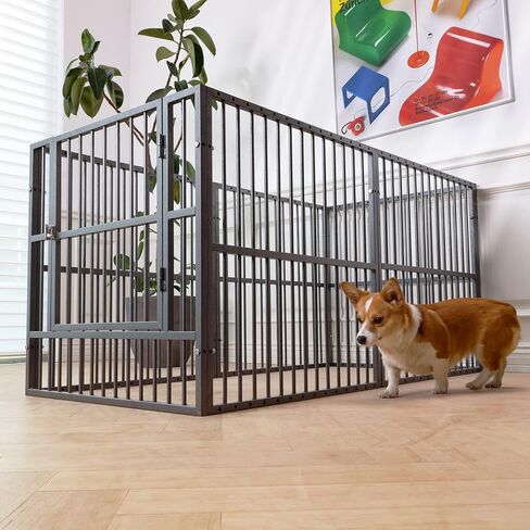 Playpen Dog - 32 "قلم الكلب ، قلم جرو شاق مع الباب ، آمن وقوي ، تجميع سهل للعب الأليف الداخلي/الخارجي للحيوانات الأليفة in Kuwait