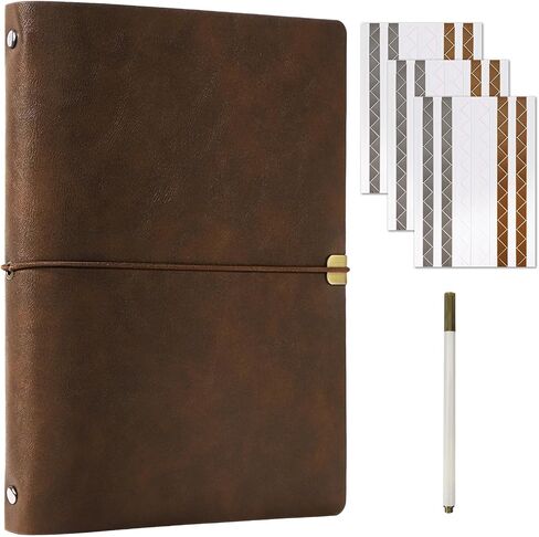 Vienrose Faux Leather Scrapbook Photo Album with 100 Pages Kraft Paper for 4x6 5x7 6x8 Photos, Vintage binder 3 ring DIY Memory Book for Valentines Anniversary Christmas Birthday Travel Brown in Saudi Arabia