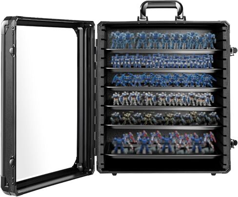 Super Large Size Miniature case: 16.1"x12.6"x18.1" 40k Carrying case with 6 Magnetic Trays, Aluminum Alloy Transport Display Box for Army Travel Wargaming Figures in Saudi Arabia