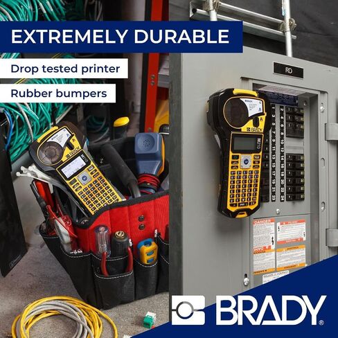 طابعة تسمية محمولة Brady M210 و Authentic (M21-750-595-WT) ملصق فينيل في جميع الأحوال الجوية وملصق نايلون متعدد الأغراض (M21-750-499) in Saudi Arabia