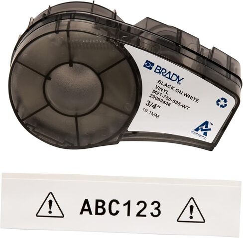 طابعة تسمية محمولة Brady M210 و Authentic (M21-750-595-WT) ملصق فينيل في جميع الأحوال الجوية وملصق نايلون متعدد الأغراض (M21-750-499) in Saudi Arabia