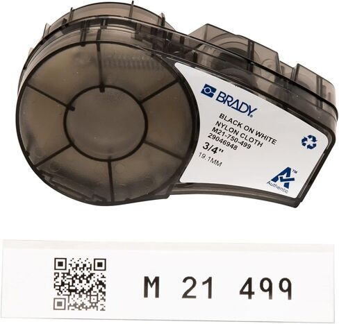طابعة تسمية محمولة Brady M210 و Authentic (M21-750-595-WT) ملصق فينيل في جميع الأحوال الجوية وملصق نايلون متعدد الأغراض (M21-750-499) in Saudi Arabia