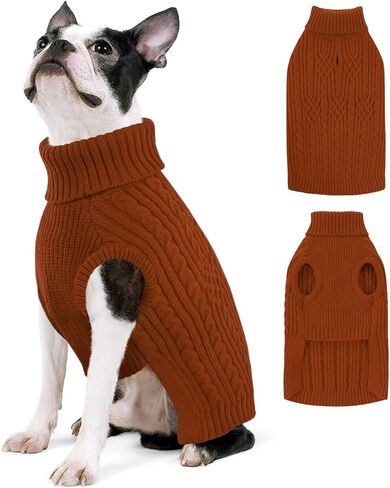 AOFITEE Dog Sweater, Medium Dog Sweater Girl Boy, Soft Turtleneck Pet Pullover for Winter Fall, Red Dogs Sweaters Dog Knitwear for Jack Russell, Mini Dachshund, Boston Terrier, Schnauzer, Brickred M in Saudi Arabia