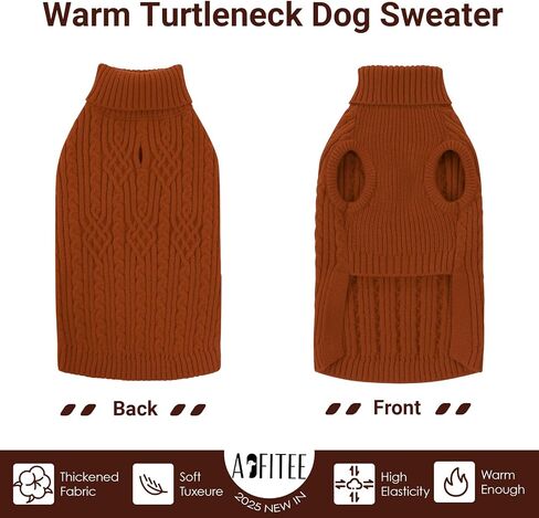 AOFITEE Dog Sweater, Medium Dog Sweater Girl Boy, Soft Turtleneck Pet Pullover for Winter Fall, Red Dogs Sweaters Dog Knitwear for Jack Russell, Mini Dachshund, Boston Terrier, Schnauzer, Brickred M in Saudi Arabia