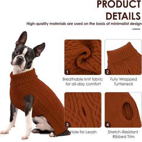 AOFITEE Dog Sweater, Medium Dog Sweater Girl Boy, Soft Turtleneck Pet Pullover for Winter Fall, Red Dogs Sweaters Dog Knitwear for Jack Russell, Mini Dachshund, Boston Terrier, Schnauzer, Brickred M in Saudi Arabia