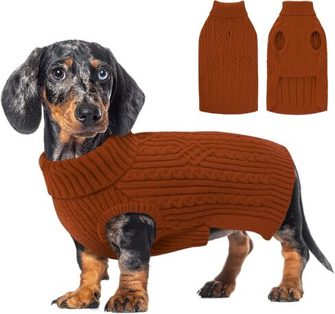 AOFITEE Dog Sweater, Medium Dog Sweater Girl Boy, Soft Turtleneck Pet Pullover for Winter Fall, Red Dogs Sweaters Dog Knitwear for Jack Russell, Mini Dachshund, Boston Terrier, Schnauzer, Brickred M in Saudi Arabia