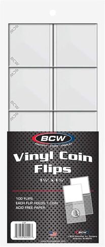 BCW CONEL VINYL COIN مع إدراج الورق | 2x2 حاملي العملة لسهولة التعرف | انقلب عملة مايلار الشاقة لتخزين العملة الآمنة in Saudi Arabia