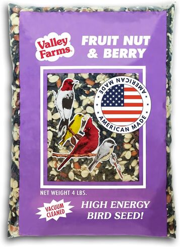 Valley Farms Fruit Nut & Berry 4 LB 2-Pack (8 LB Total) Wild Bird Food for Outside Feeders, Bird Seed with Dried Fruit, Peanuts Sunflower Hearts, Safflower High Energy Mix for Healthy Birds! in Saudi Arabia