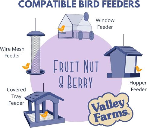 Valley Farms Fruit Nut & Berry 4 LB 2-Pack (8 LB Total) Wild Bird Food for Outside Feeders, Bird Seed with Dried Fruit, Peanuts Sunflower Hearts, Safflower High Energy Mix for Healthy Birds! in Saudi Arabia
