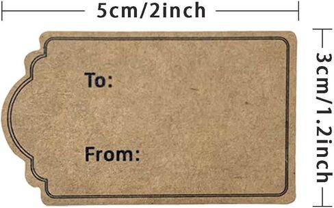 300Pcs/Roll Natural Brown Gift Tag Stickers, Present Labels Name Tag Label Stickers for Weddings Present Gift Wrapping Cards, Gift Wrap Tags（1.2 x 2 inch ） in Saudi Arabia